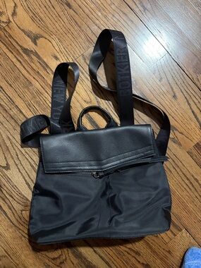 Black Backpack with Branded Webbing Strap